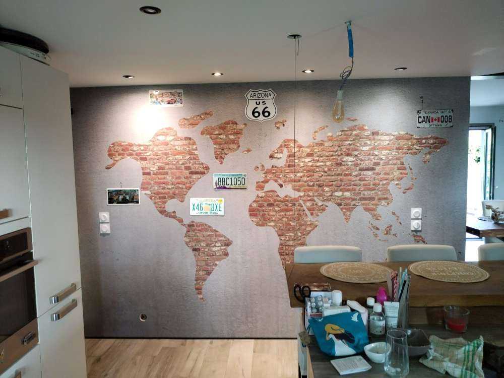World map with bricks