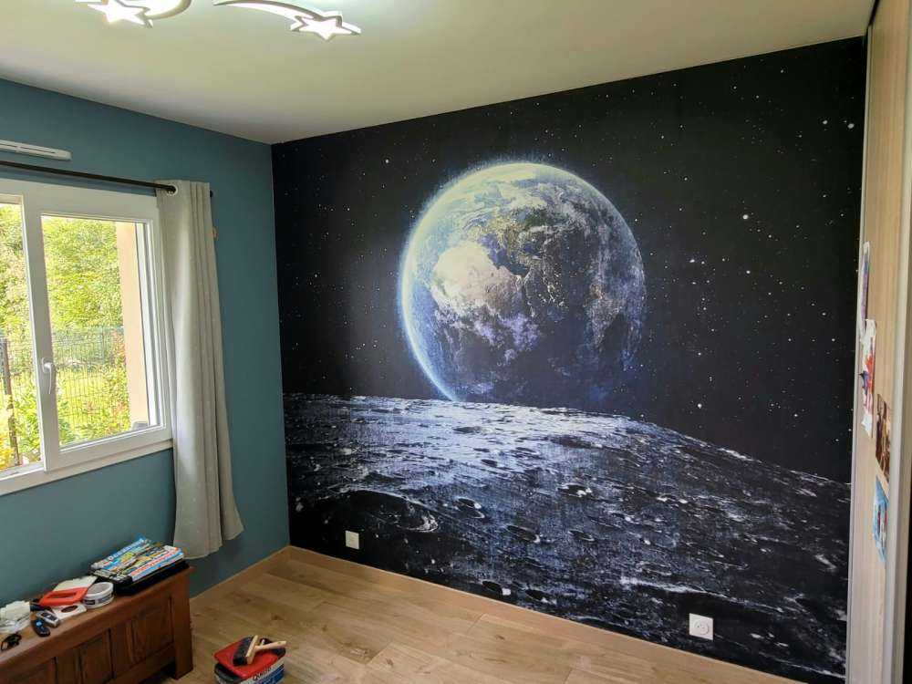 Moon and earth