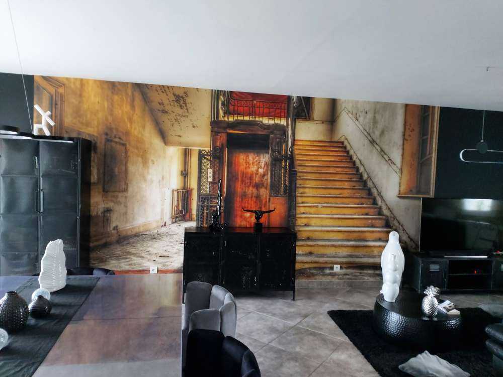 Abandoned hotel lobby