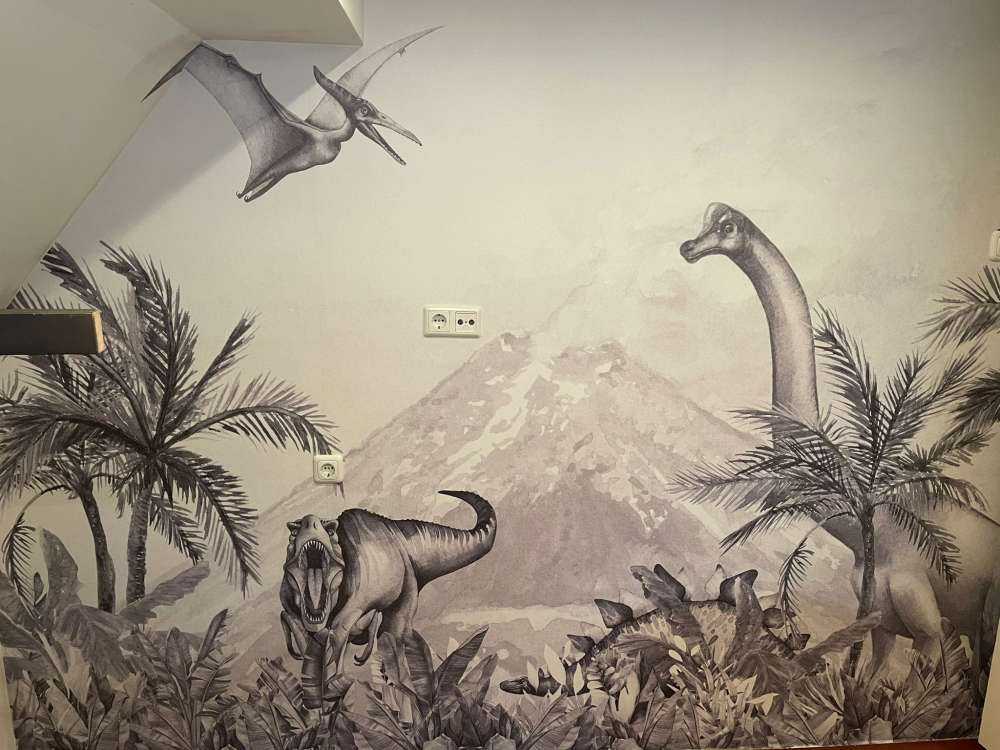 Dino's in black and white