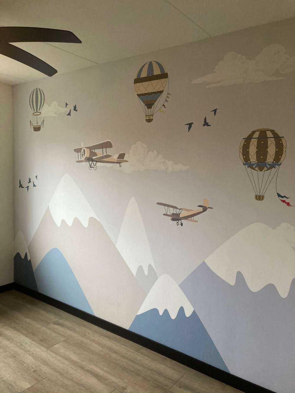 Mountains with balloons