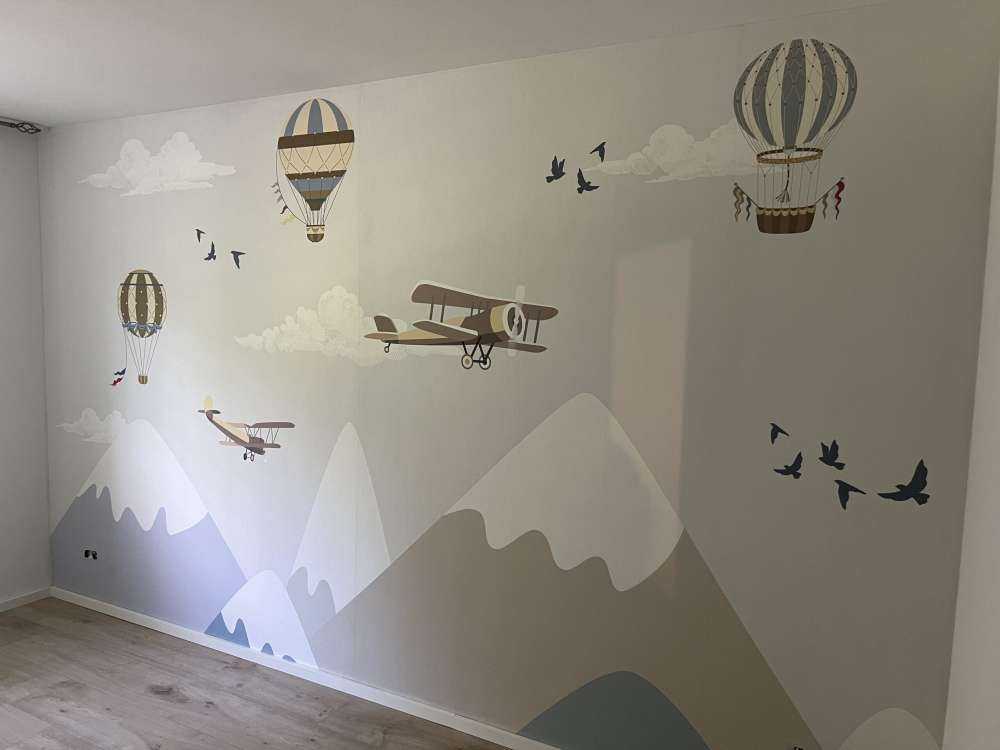 Mountains with balloons