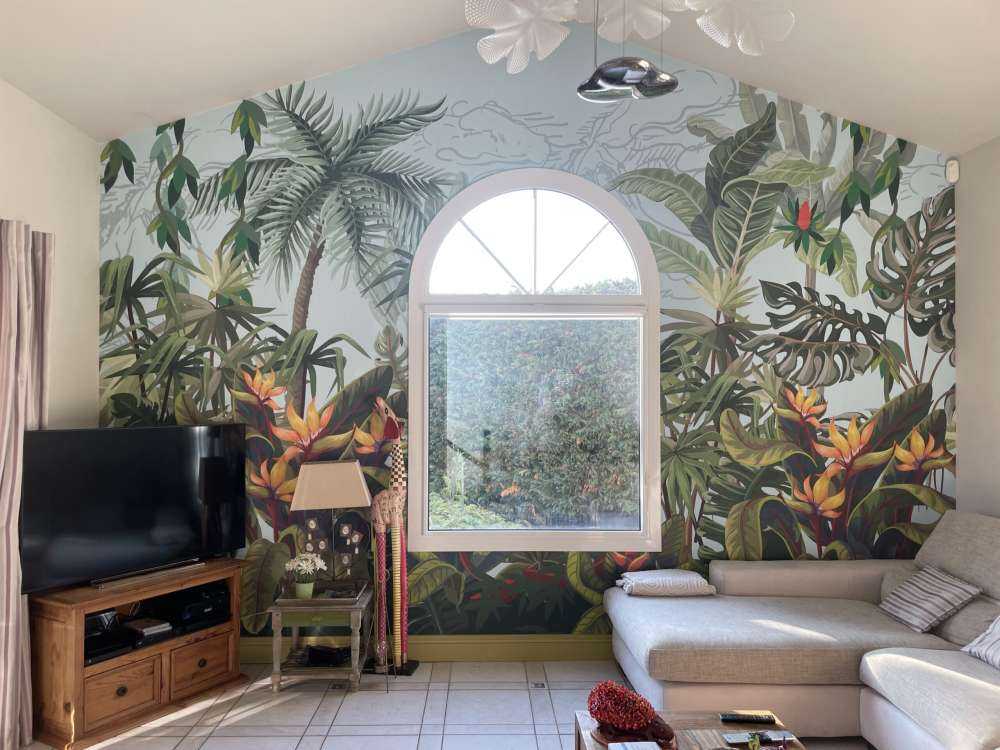 Jungle trees and flowers