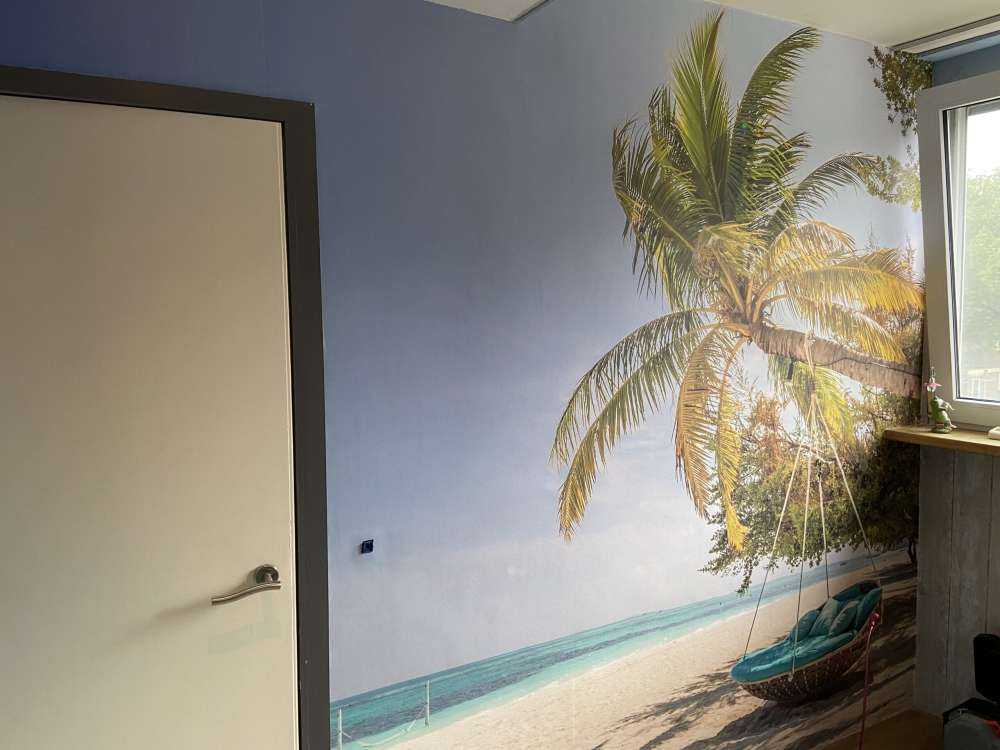 Tropical beach with swing