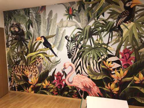 Colourful jungle with animals