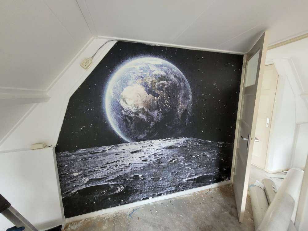 Moon and earth