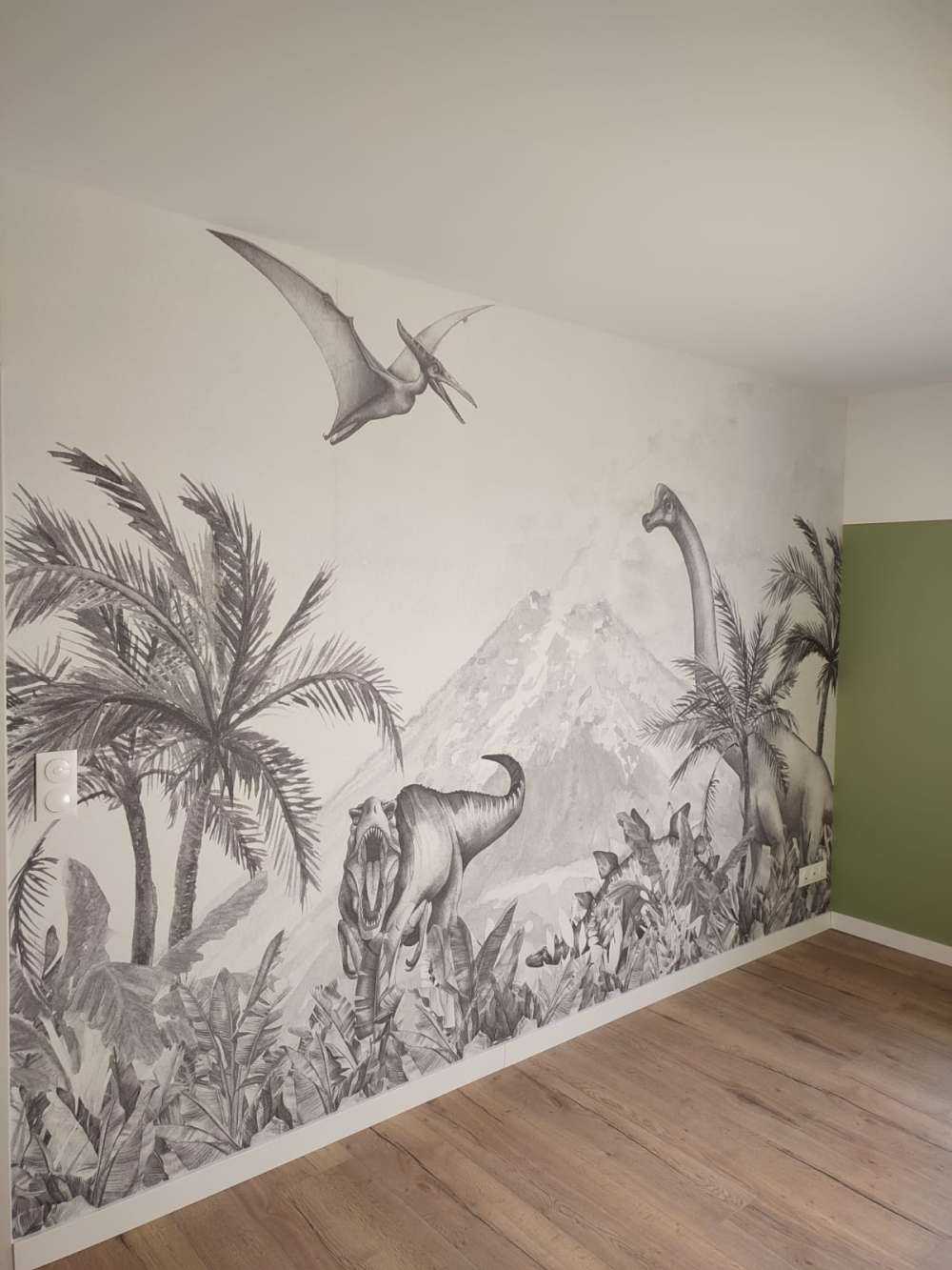 Dino's in black and white