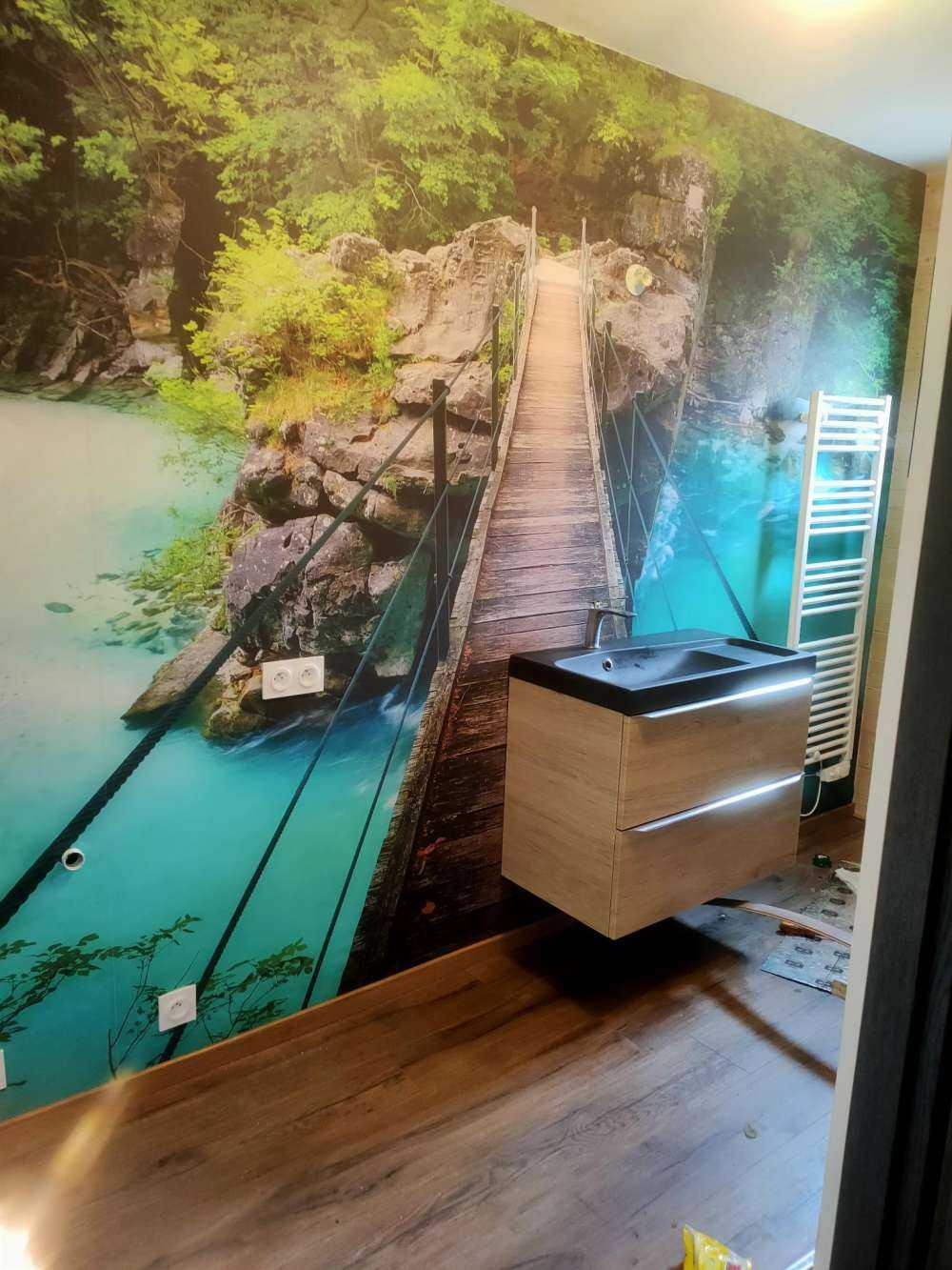 Bridge over beautiful blue river