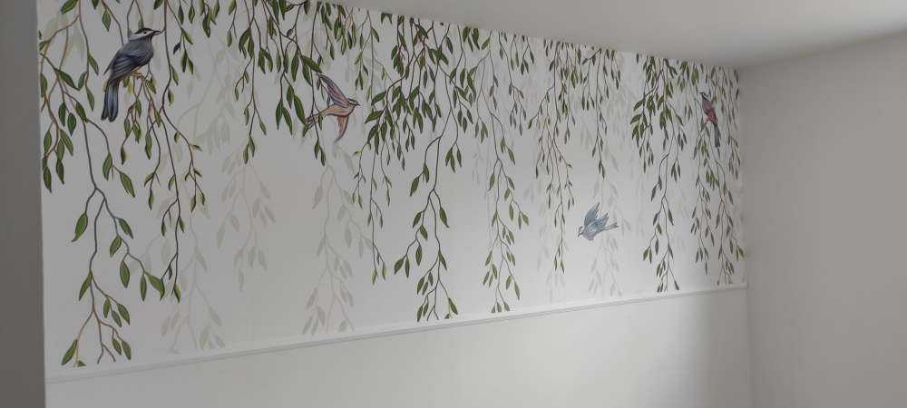 Hanging branches and birds