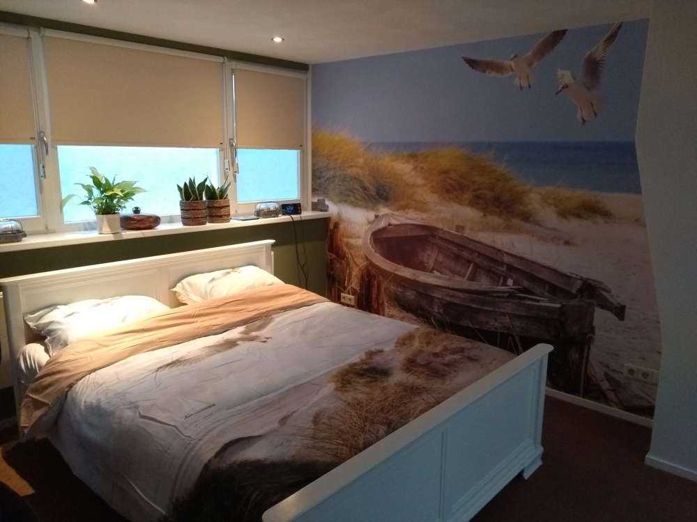 Old fishing boat, seagulls, beach and sea