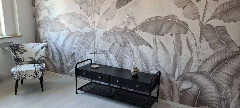 Tropical leaves on concrete