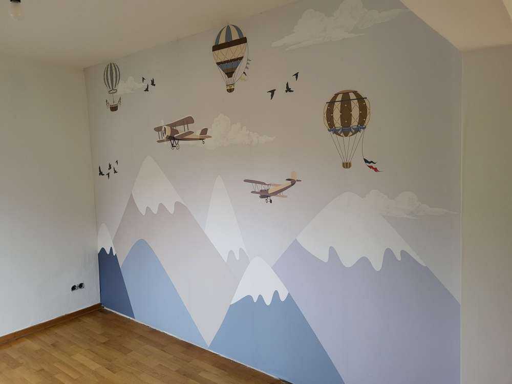 Mountains with balloons