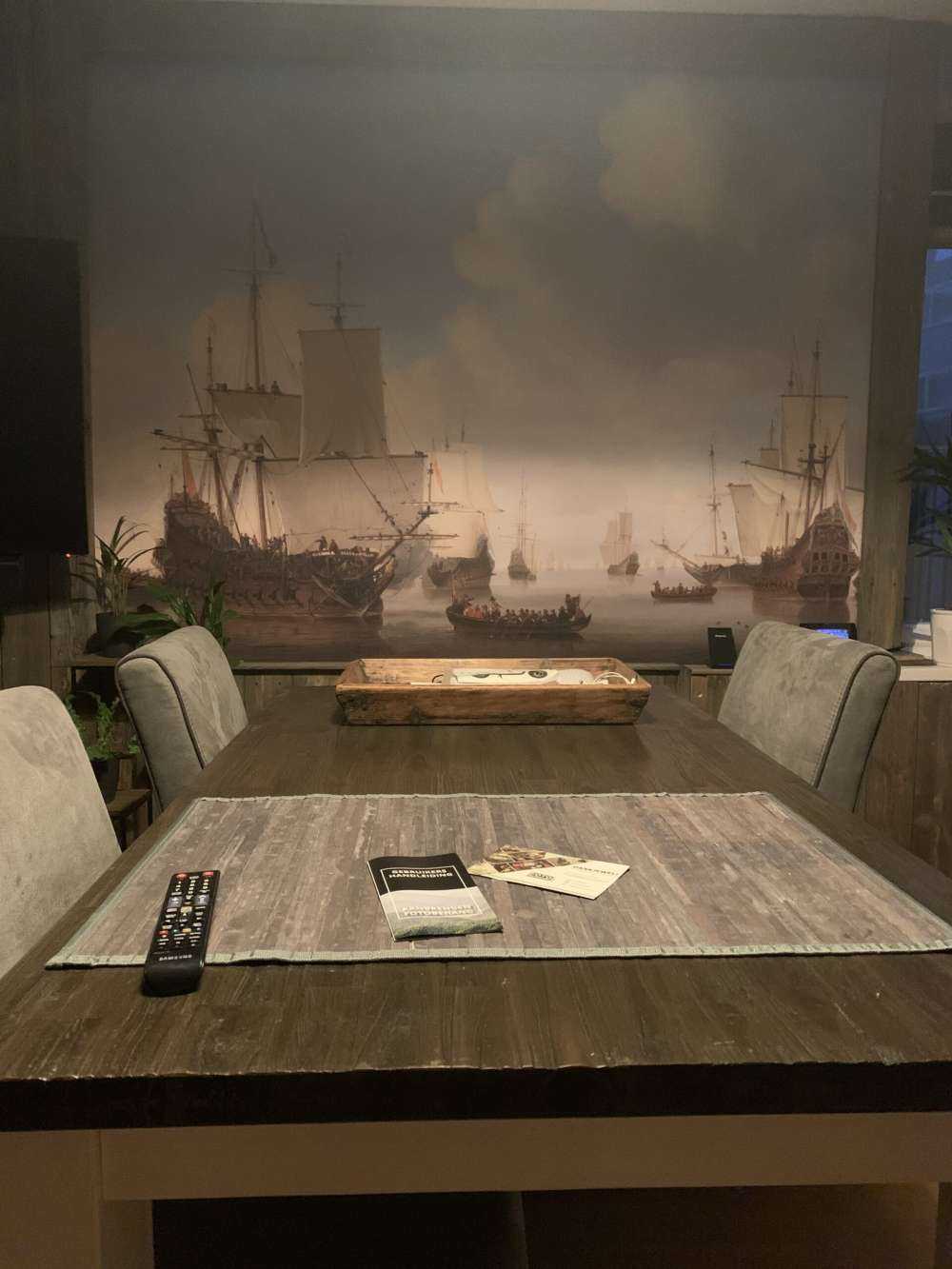 Photo wallpaper Rijksmuseum. Dutch ships on a calm sea.