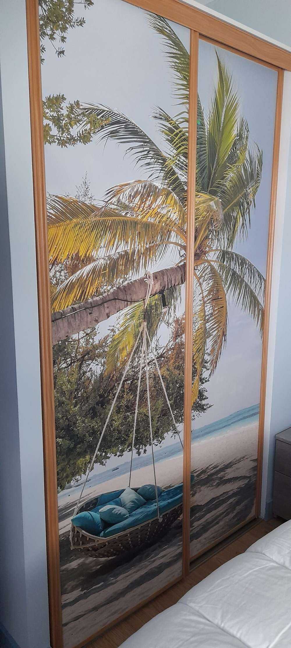 Tropical beach with swing