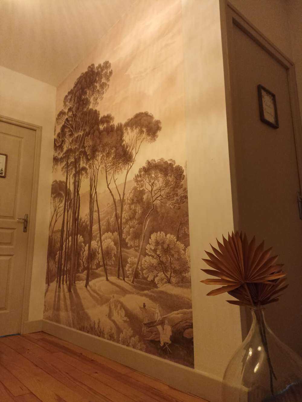 Forest landscape near Rome with setting sun