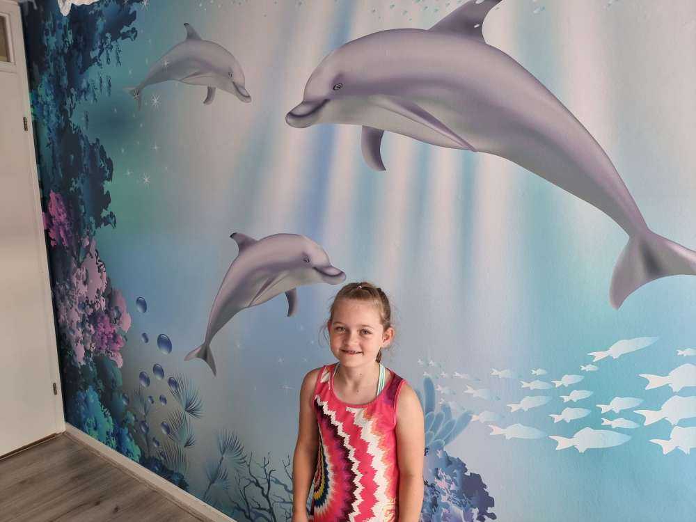 Underwater world with dolphins