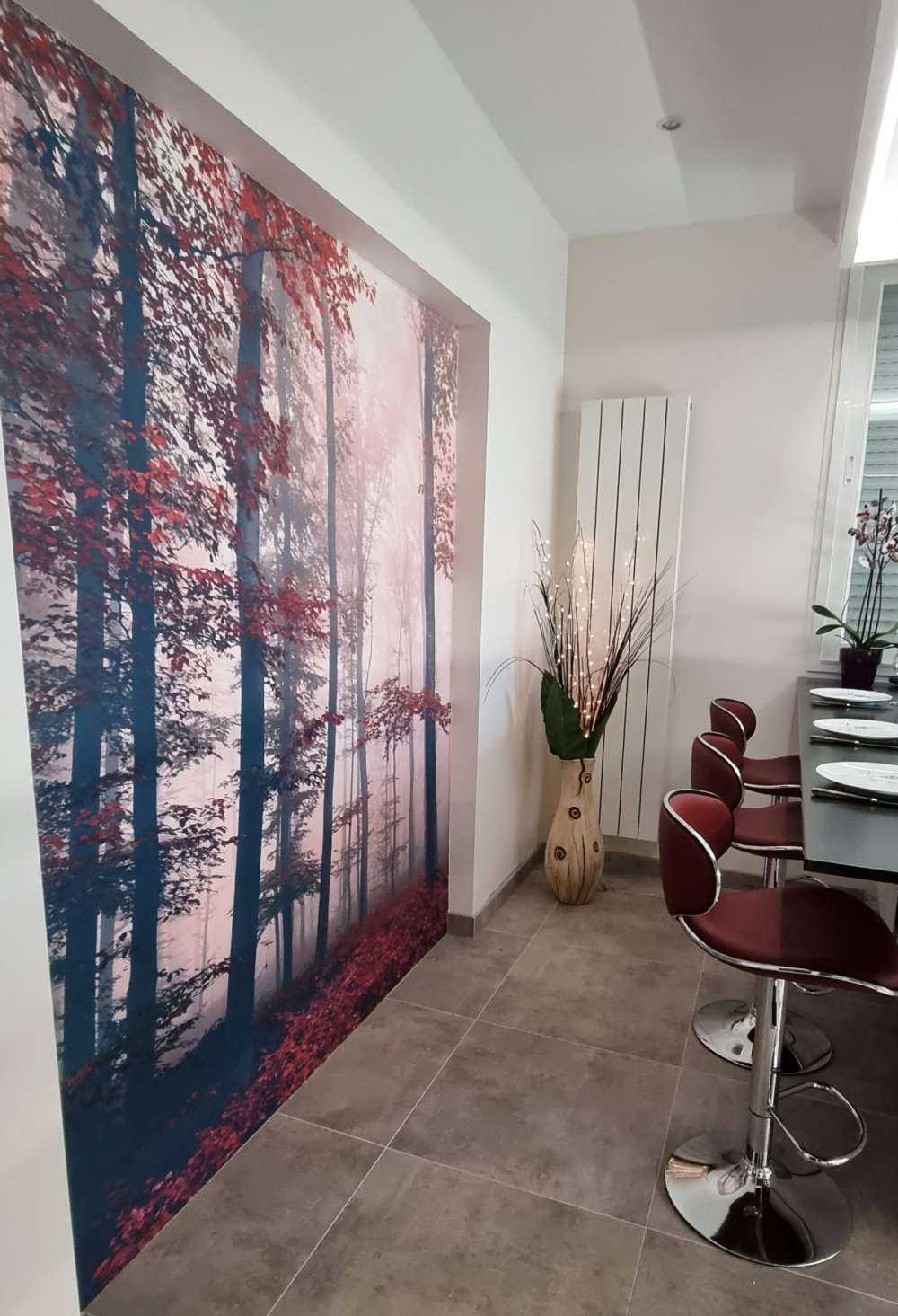 Red forest landscape