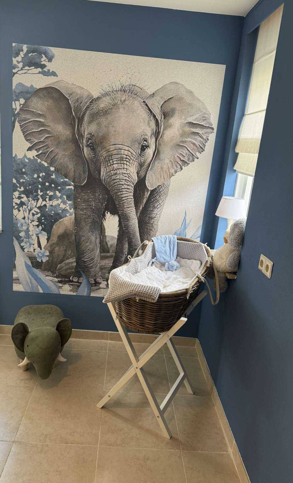 Elephant in the jungle blue