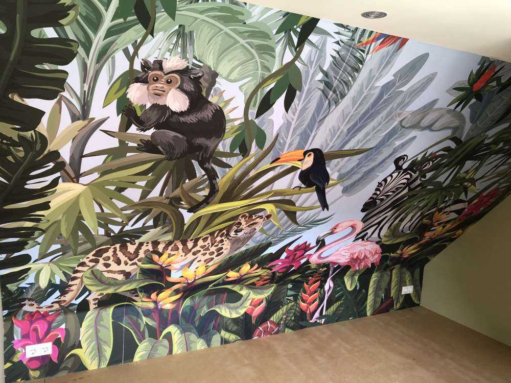 Colourful jungle with animals