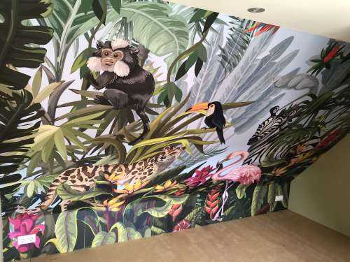 Colourful jungle with animals