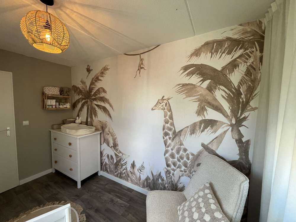 Various jungle animals in taupe