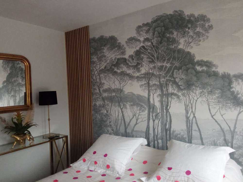 Forest landscape near Rome with setting sun