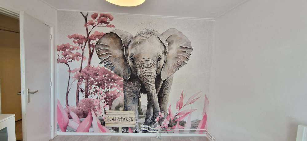 Elephant in the jungle pink