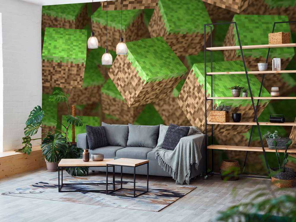 3D Minecraft grass blocks