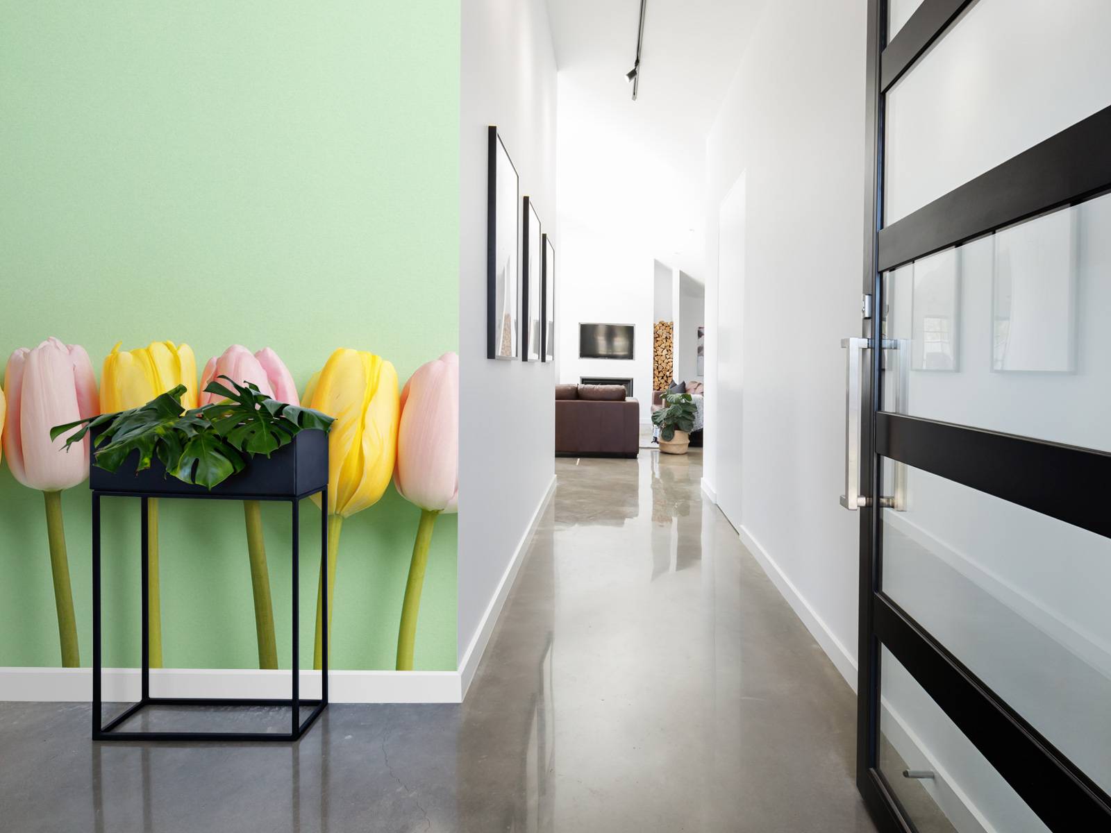 Small tulips on mint green
