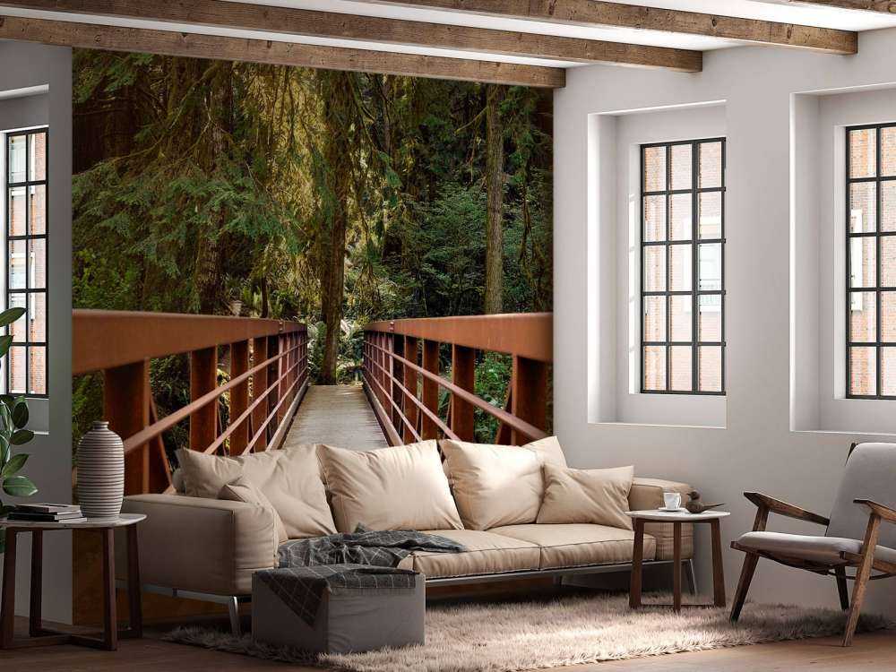 Rusty bridge in the forest