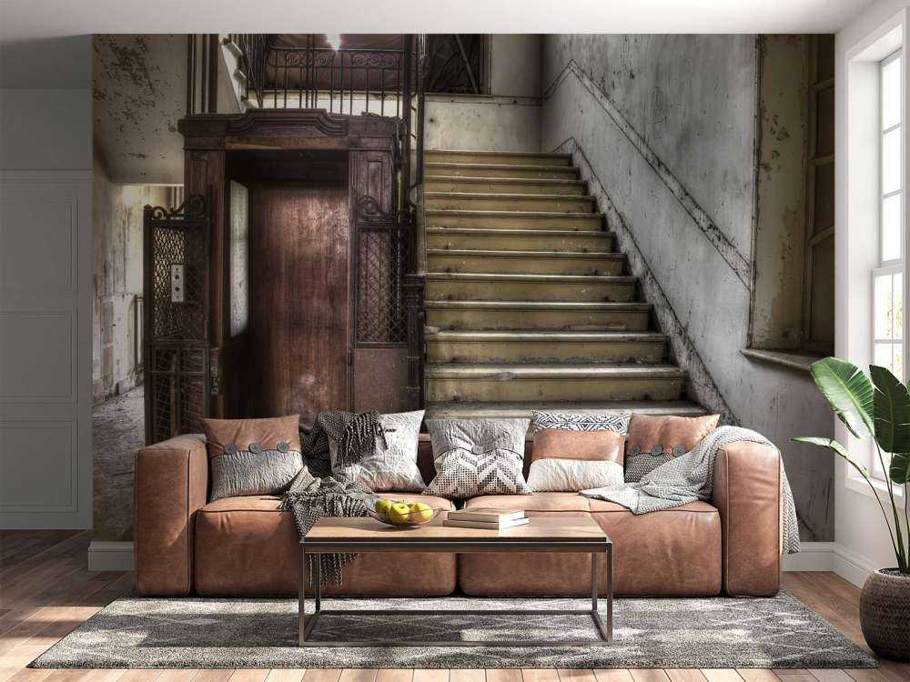 Abandoned wooden cage lift