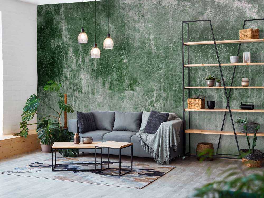 Old weathered green wall