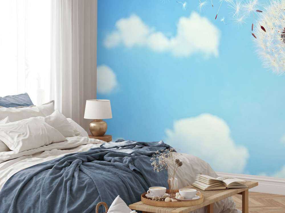 Flying dandelion seeds