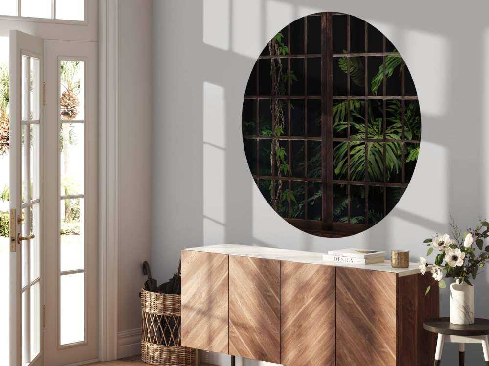 Botanical plants behind windows