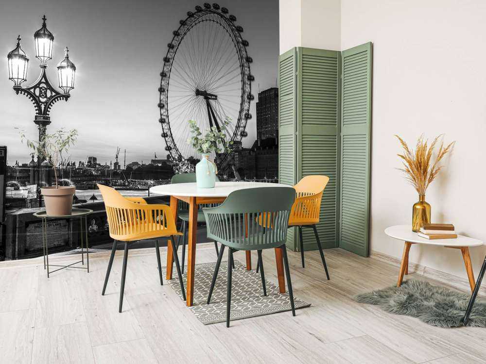 Ferris wheel black and white