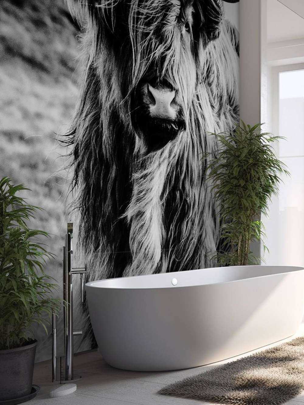 Scottish Highlander in black and white