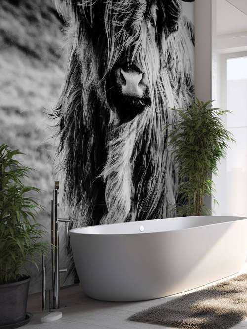 Scottish Highlander in black and white