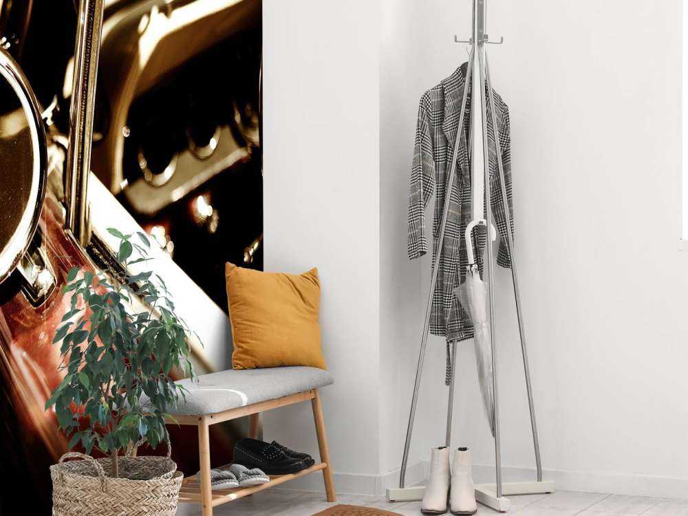 Closeup red classic car