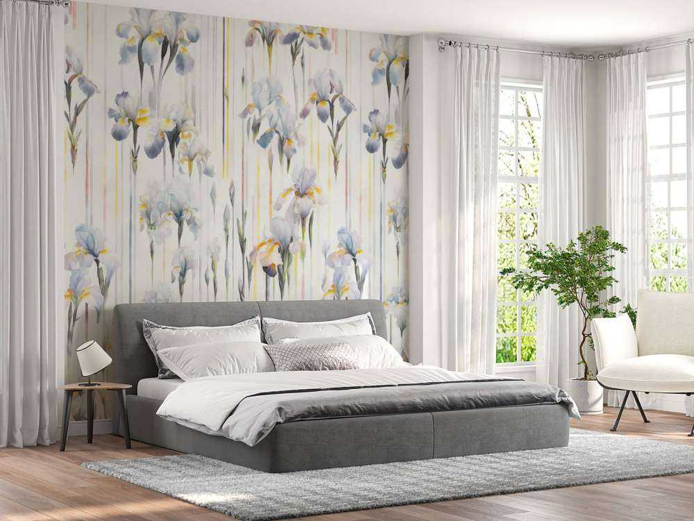 Irises and Stripes Seamless Blue