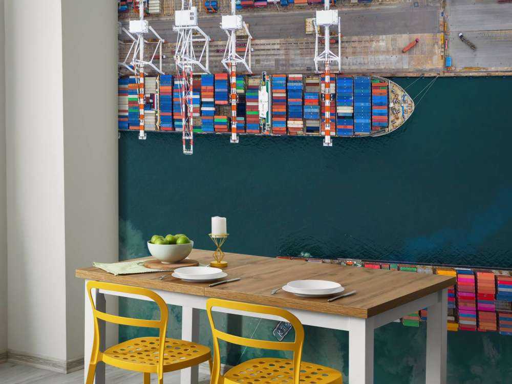 Top view container ships