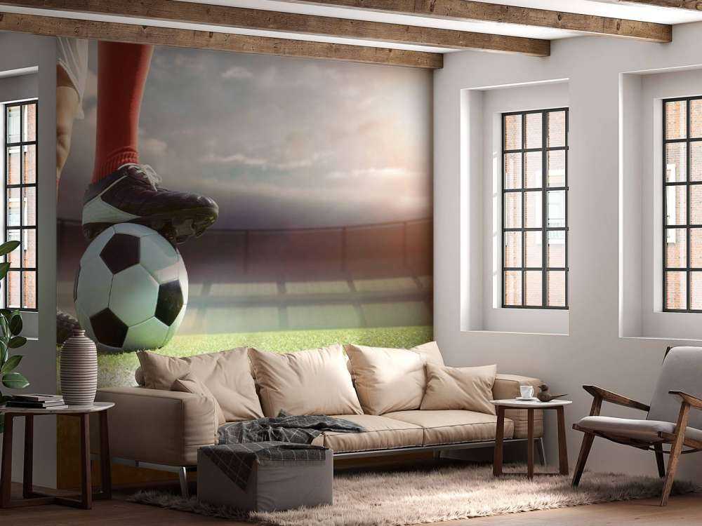 Stadium with soccer player