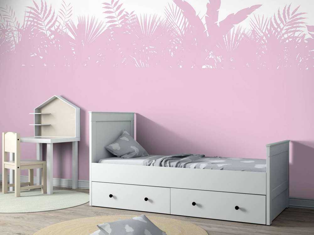 Silhouettes palm leaves, pink