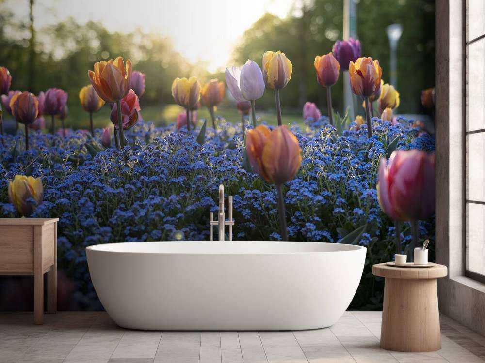 Cheerful tulip field