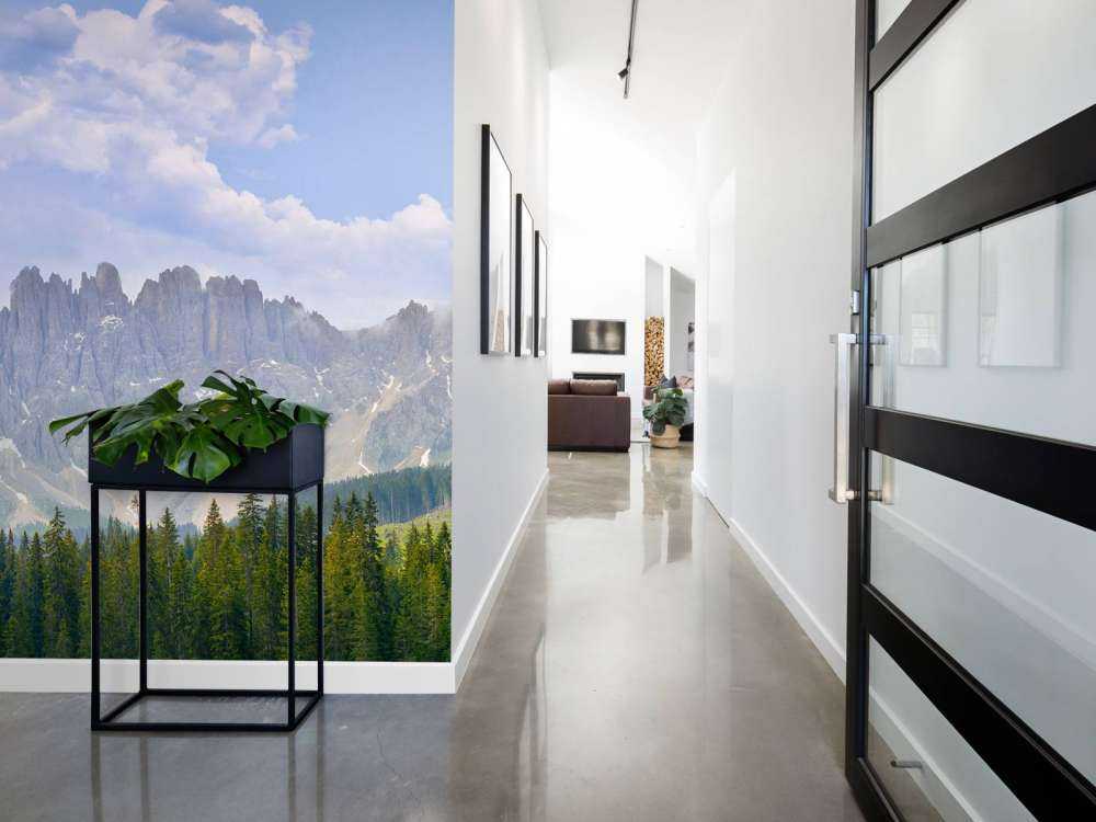 Mountains with trees and clouds