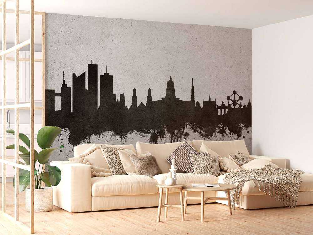 Watercolor skyline, Brussels