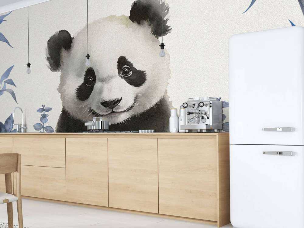 Baby panda in the jungle blue
