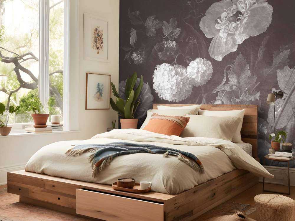 Baroque flowers still life - dark sepia