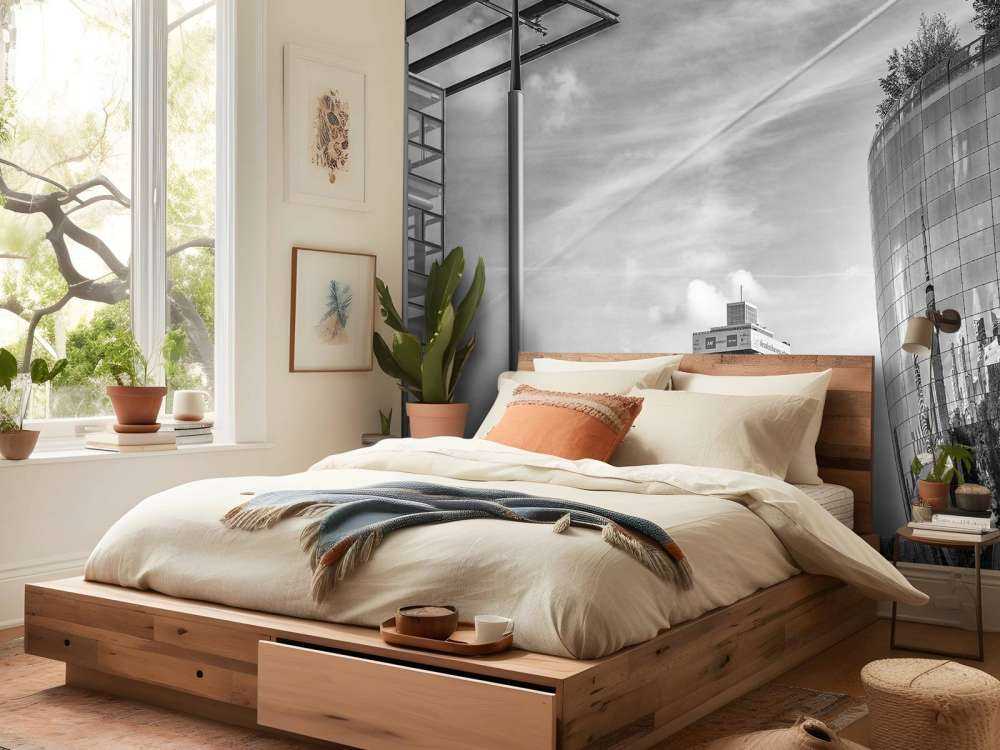 The Museumdepot (The Depot) in Rotterdam in black and white 