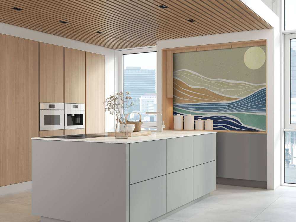 Colored ocean waves with the sun