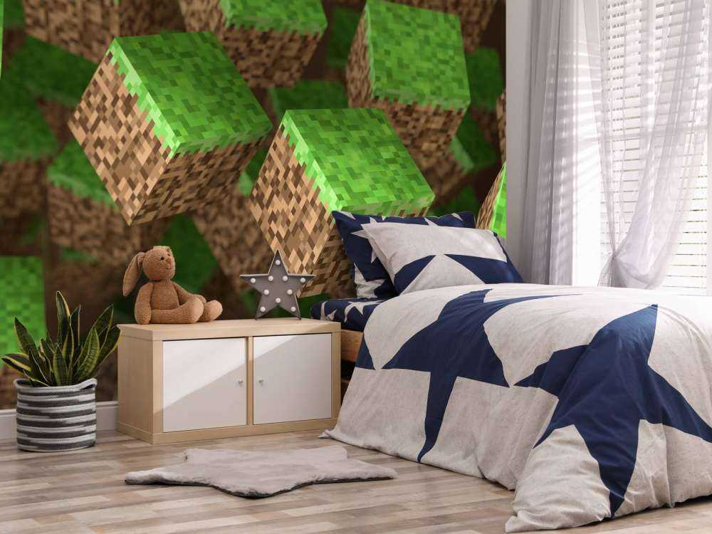 3D Minecraft grass blocks